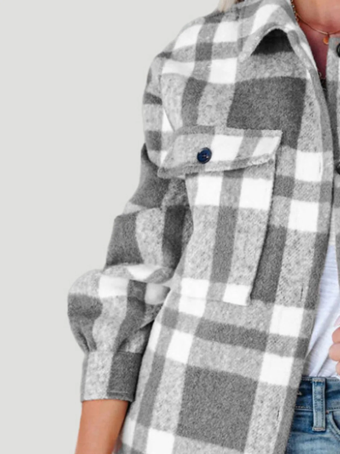 Adela | Checked, long-sleeved jacket with a collar - Image 7