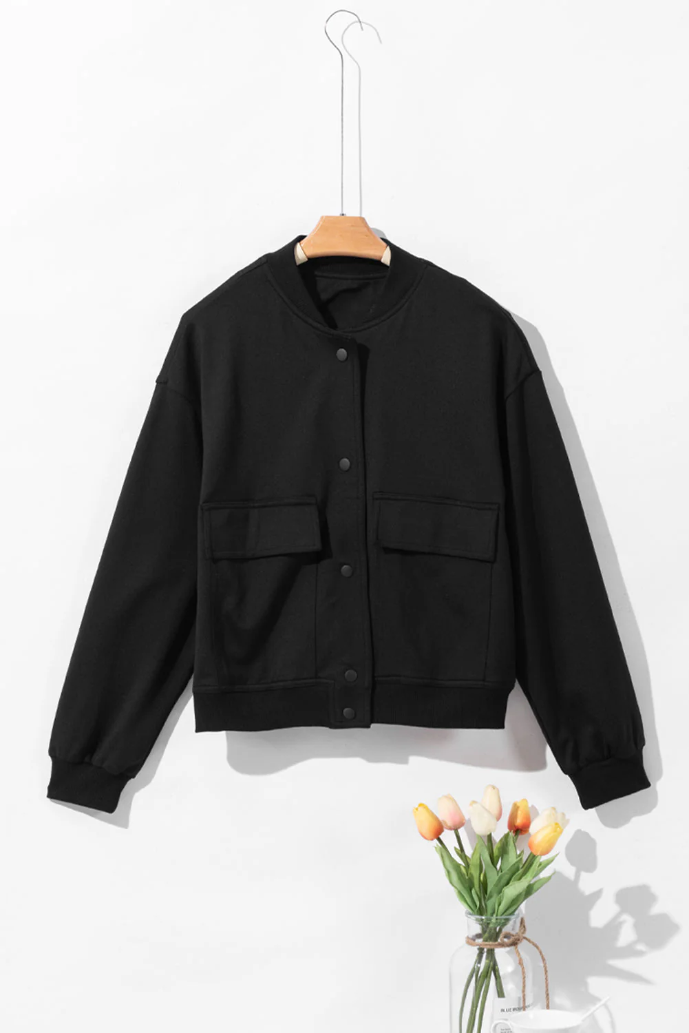 Adela | Long sleeve jacket with pockets and snap buttons - Image 2