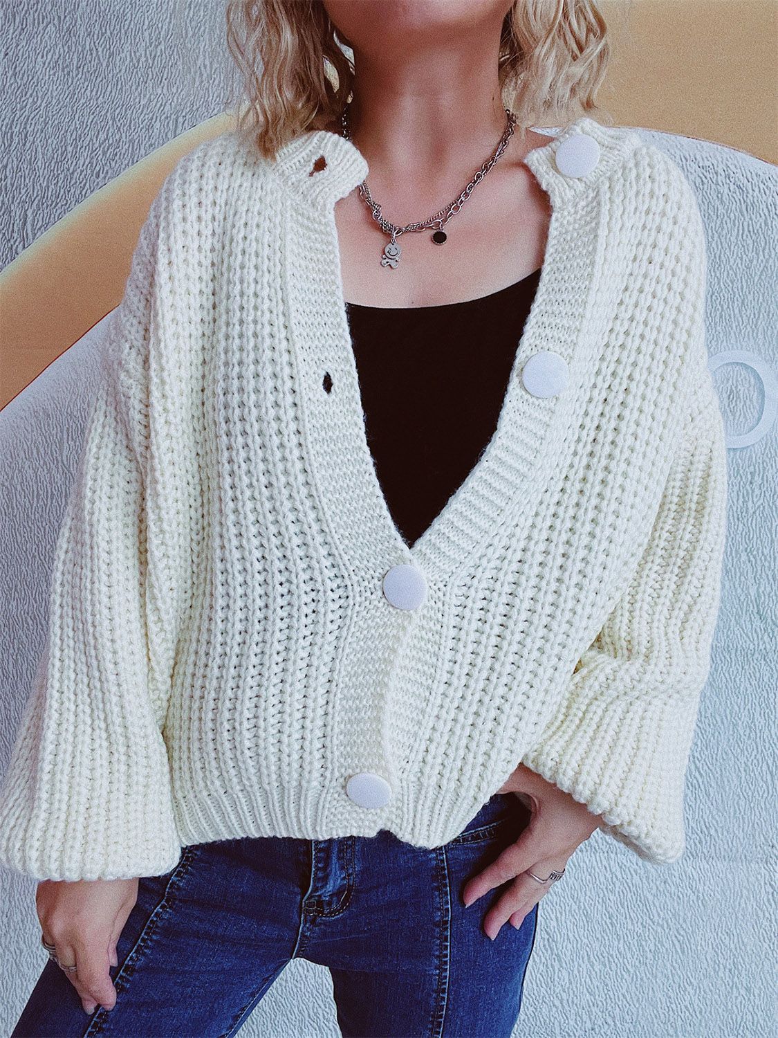 Adelheid | Long sleeve cardigan with buttons - Image 4