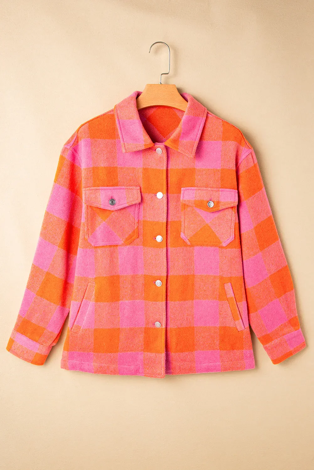 Adelina | Long sleeve jacket with a color block check pattern and buttons - Image 4