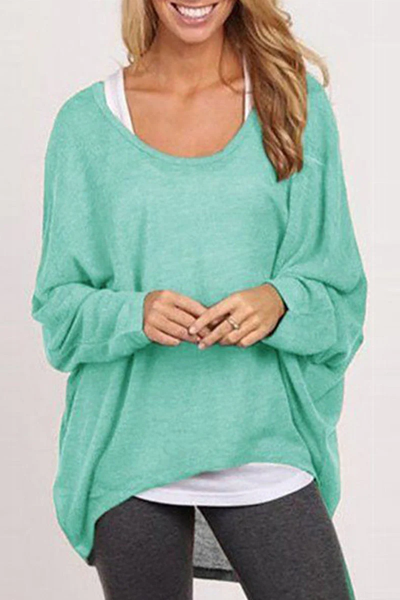 Adriana | Casual solid patchwork O-neck tops - Image 2
