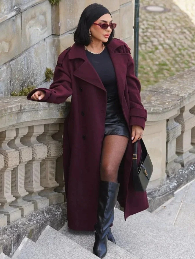 Adriana® | Elegant burgundy coat - Image 6