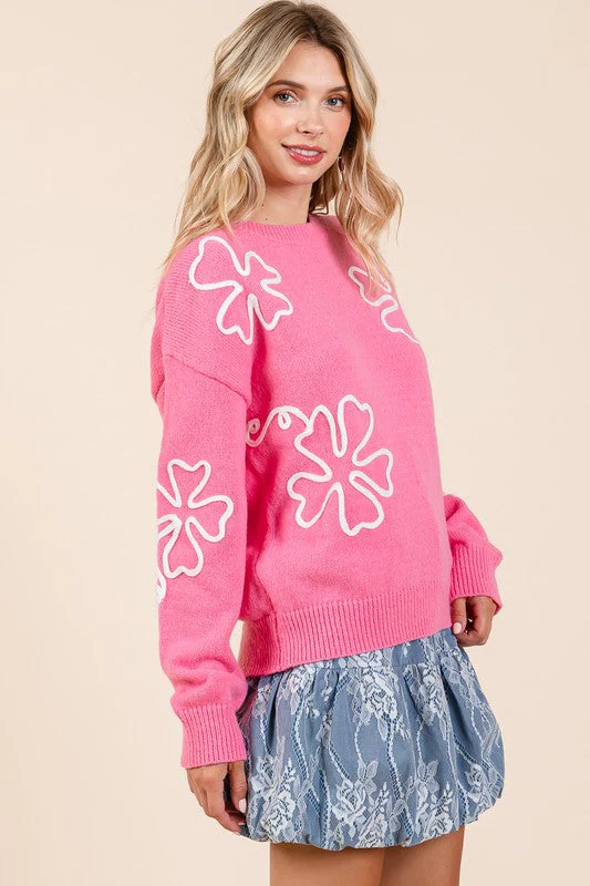 Adriana | Knitted sweater with floral embroidery - Image 9