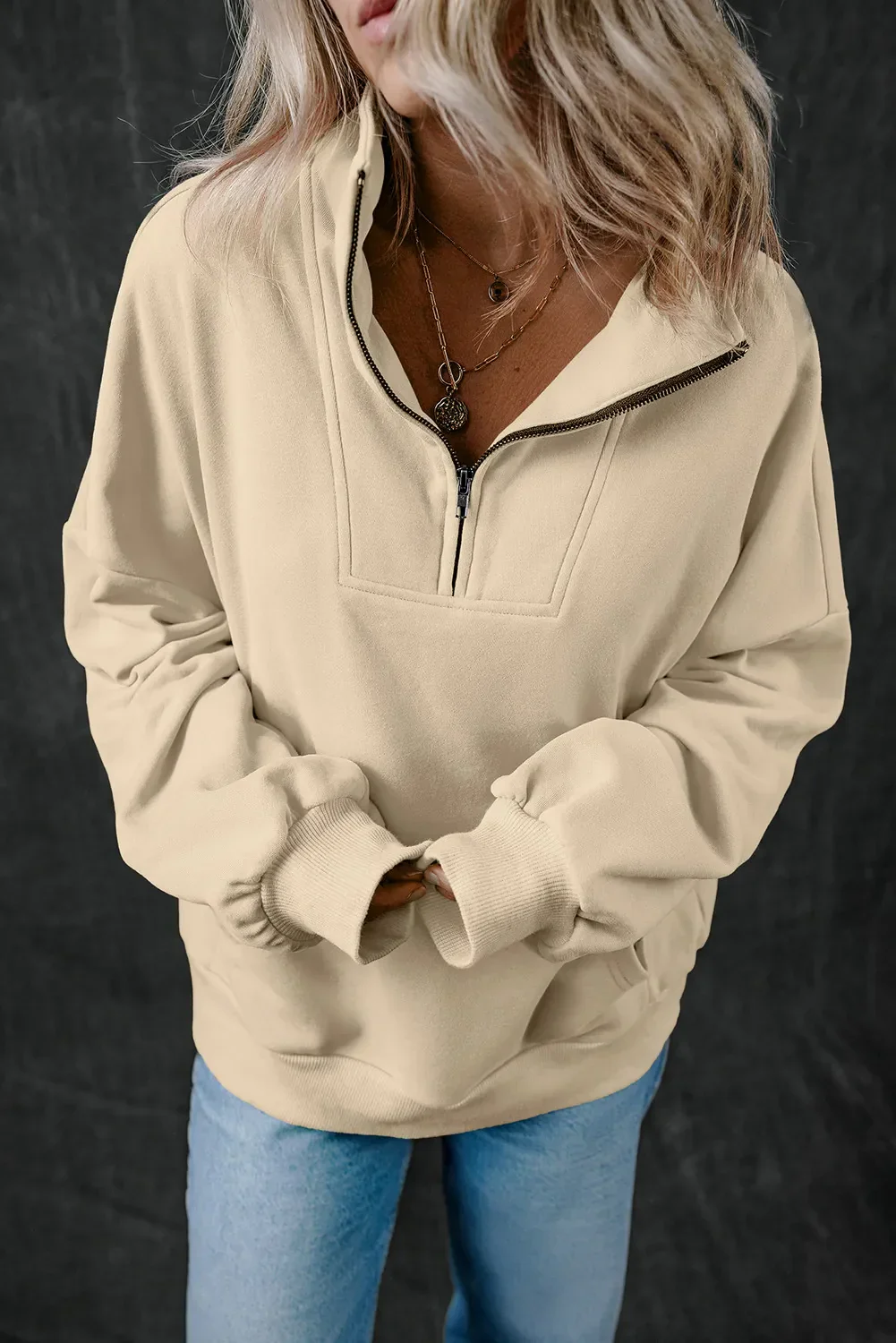 Adriana | Long sleeve half zip sweatshirt - Image 10