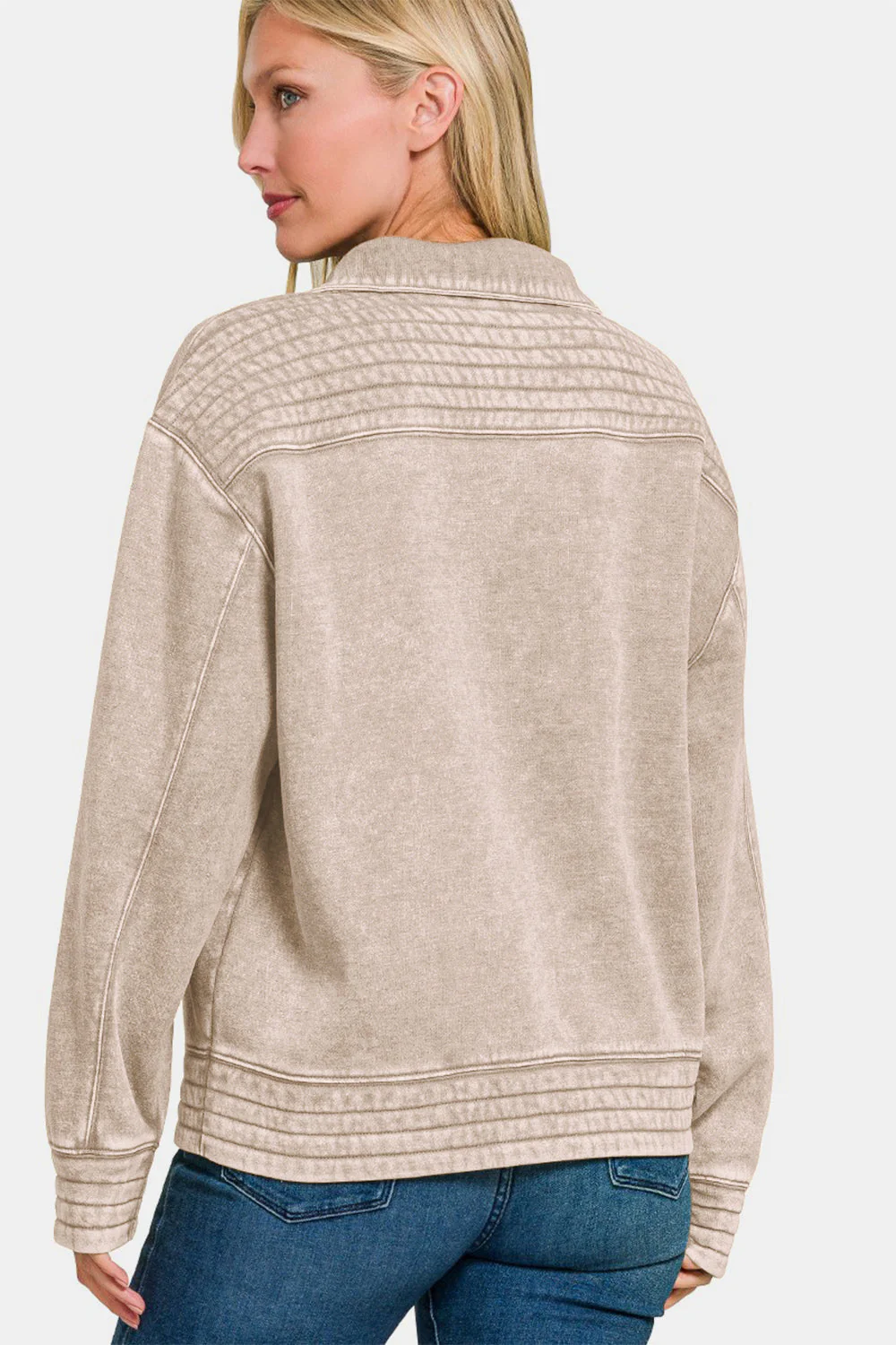Adriana | Zenana Acid Washed Half Snap Fleece Sweatshirt - Image 2