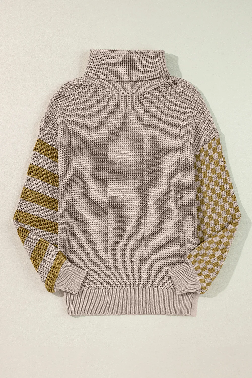 Agnieszka | Checked striped turtleneck sweater with long sleeves - Image 7