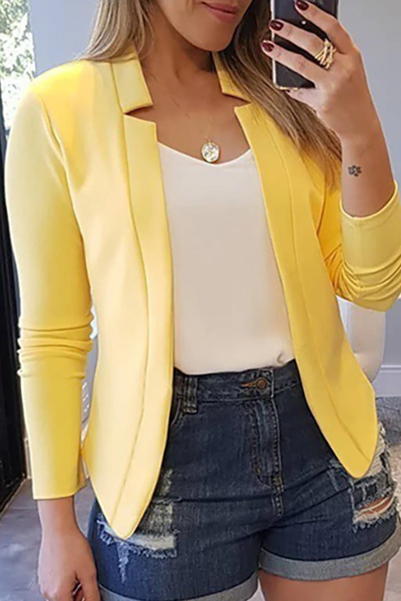 Aida | Fashion solid patchwork cardigan collar outerwear - Image 5