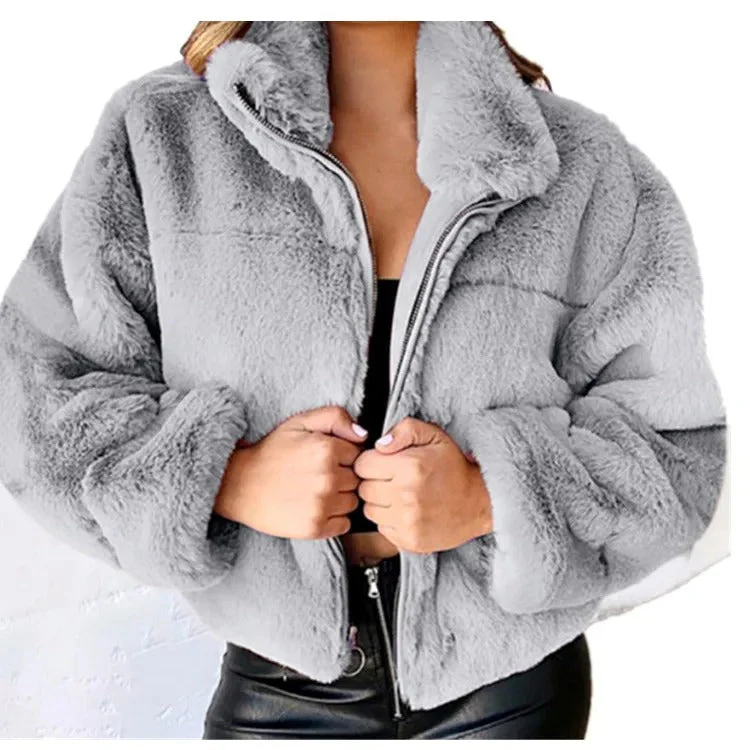 Aida | Winter fleece jacket with zip and stand-up collar - Image 2