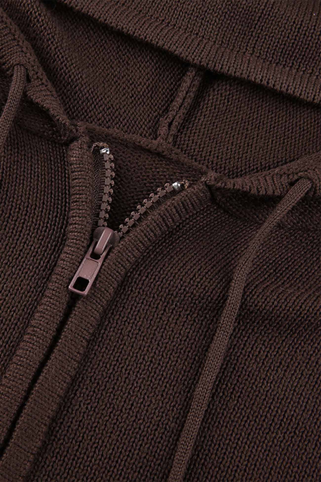 Alba | Solid color cardigan with hood and zip - Image 5