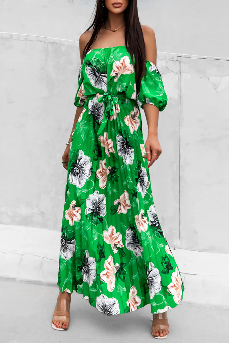 Alessia® | Elegant Off-The-Shoulder Floral Dress With Tie Waist - Image 2