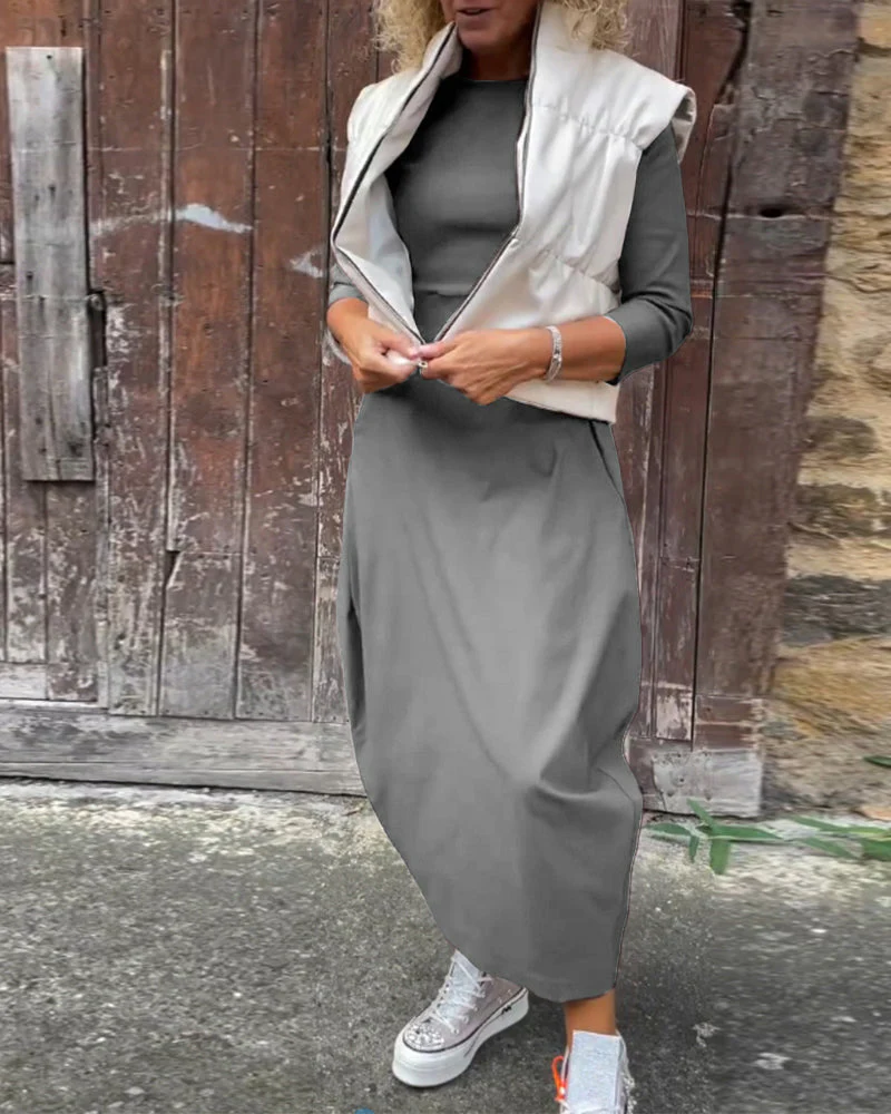 Alice | Elegant, simple Prosta dress with long sleeves and pockets - Image 10