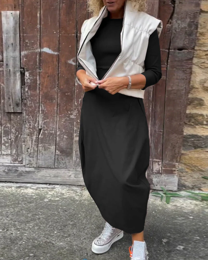 Alice | Elegant, simple Prosta dress with long sleeves and pockets - Image 9