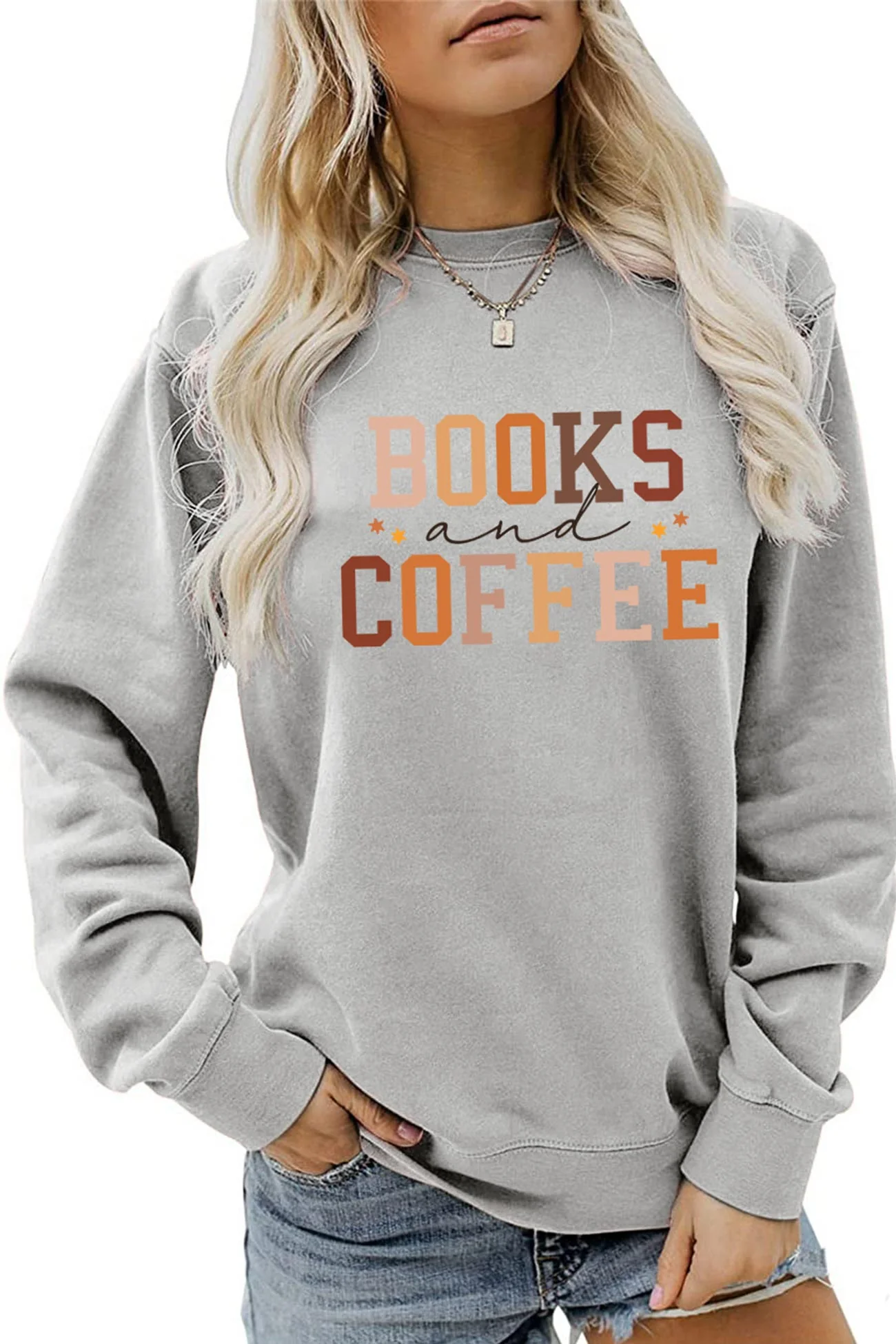 Alicia | Books Coffee Letters Printed Sweatshirts - Image 6