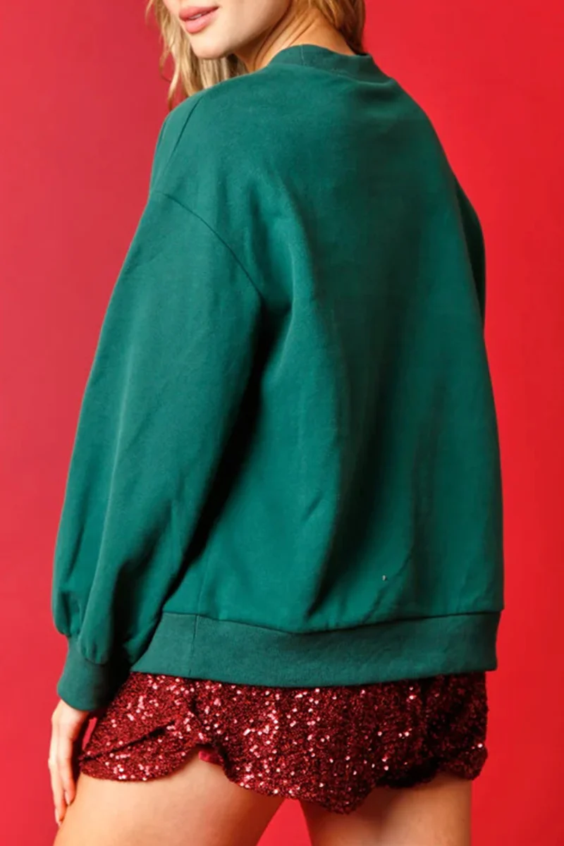 Alina | Casual solid color O-neck sequin tops - Image 3