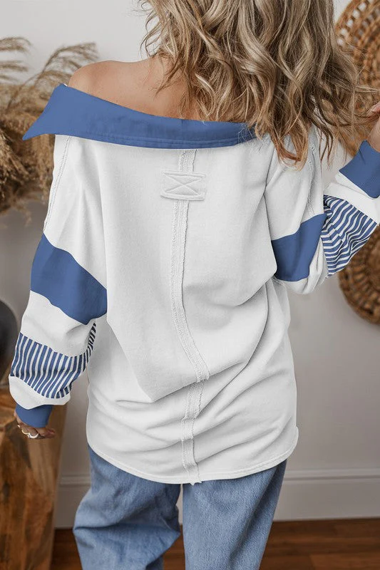Alina | Striped colorblock sweatshirt with patchwork collar - Image 10