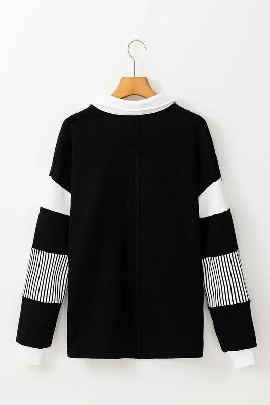 Alina | Striped colorblock sweatshirt with patchwork collar - Image 13