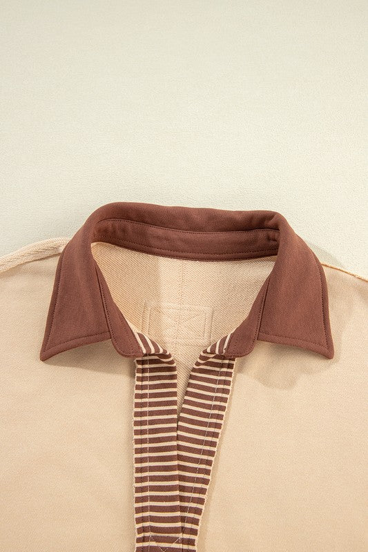 Alina | Striped colorblock sweatshirt with patchwork collar - Image 15