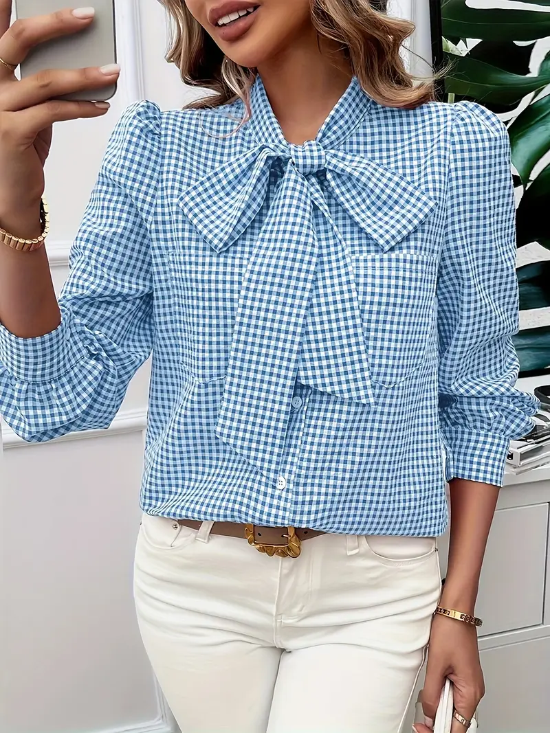 Allegra® | Cotton Blouse With Bow Tie - Image 4