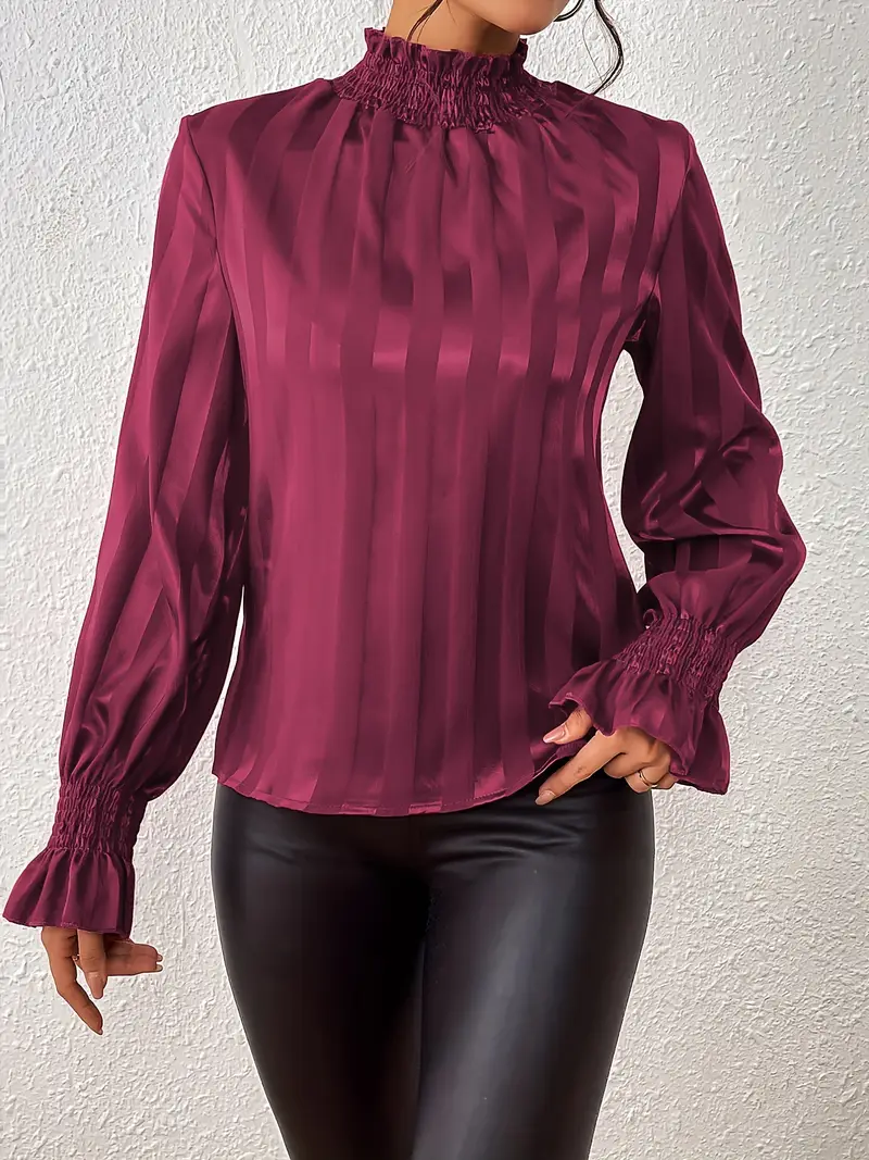 Amara® | Elegant Striped Satin Blouse