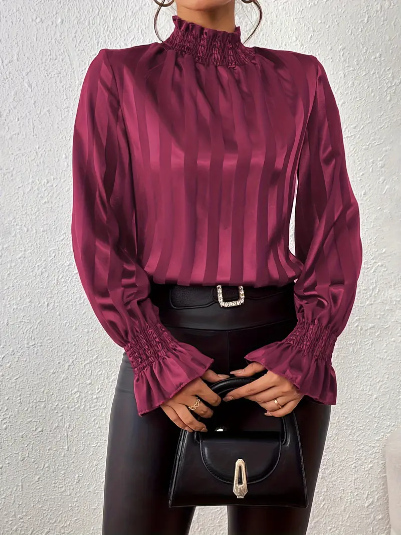 Amara® | Elegant Striped Satin Blouse - Image 4