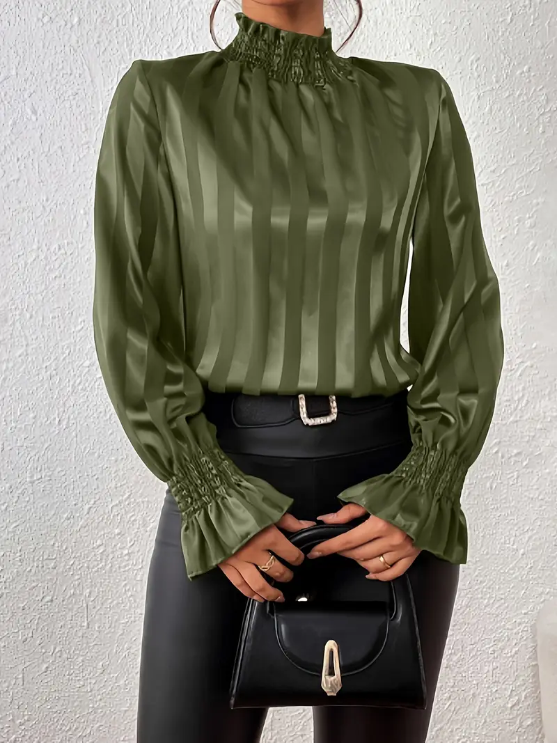 Amara® | Elegant Striped Satin Blouse - Image 6