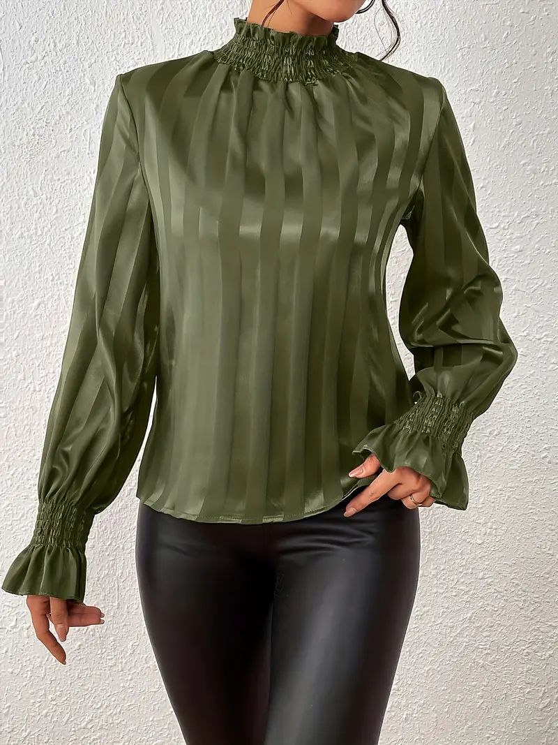 Amara® | Elegant Striped Satin Blouse - Image 7