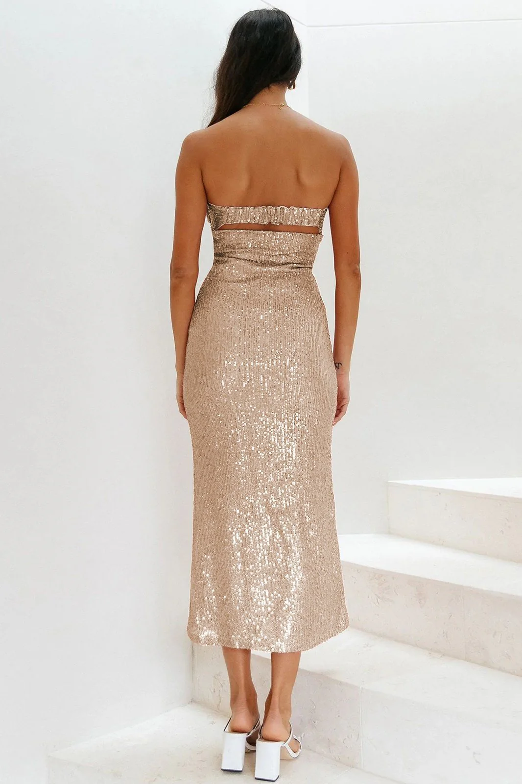 Amelia® | Strapless Midi Dress With Sequins - Image 6