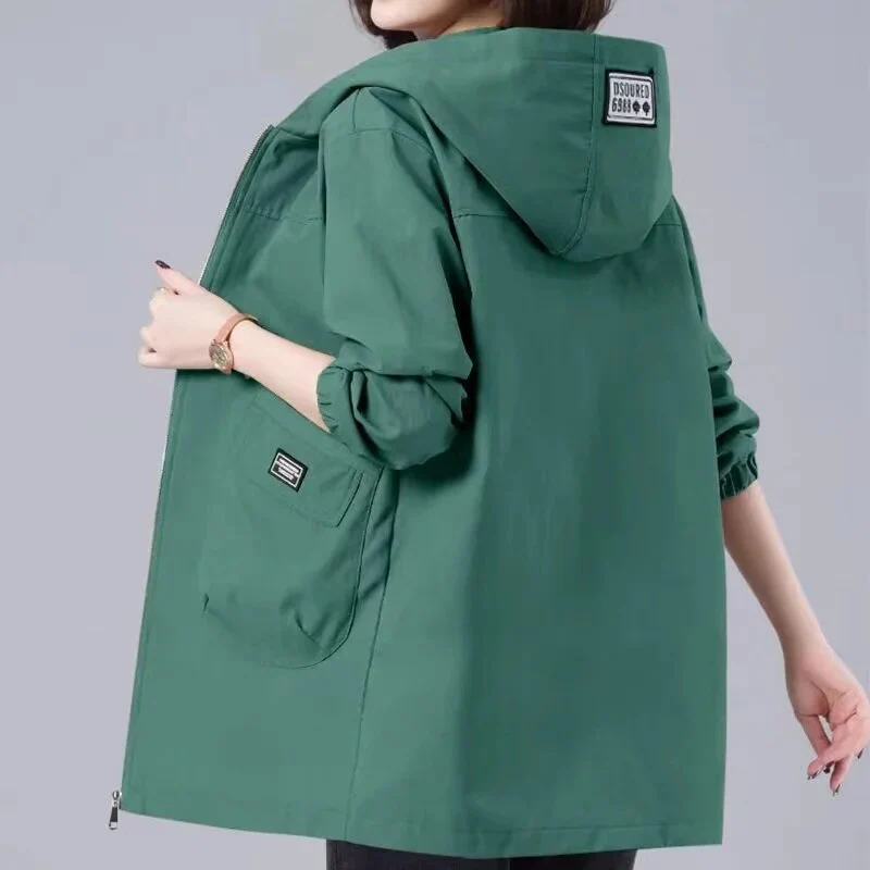 Amelie | Long spring jacket with hood - Image 2