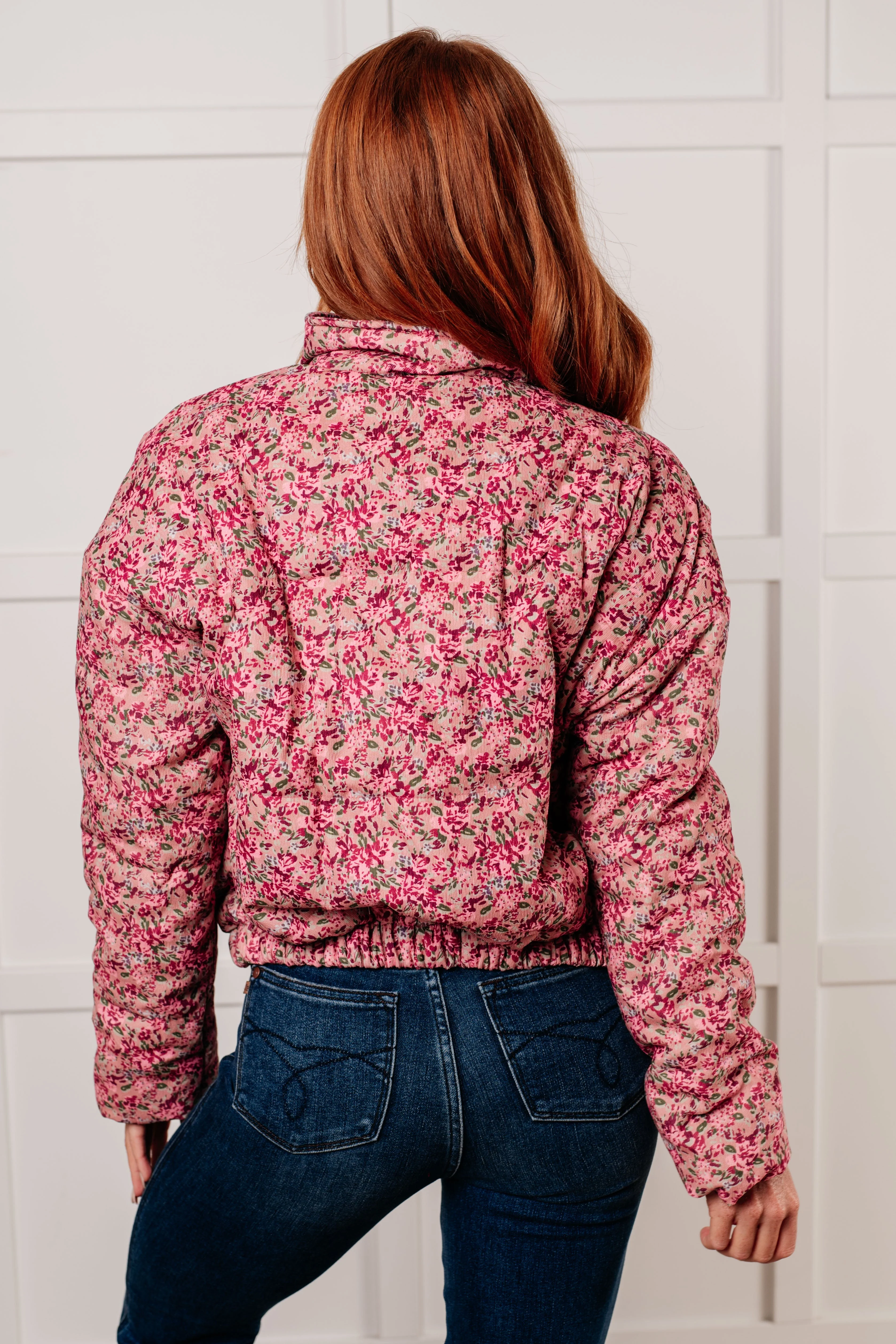 Ana | Floral puffer jacket in rose multi - Image 5