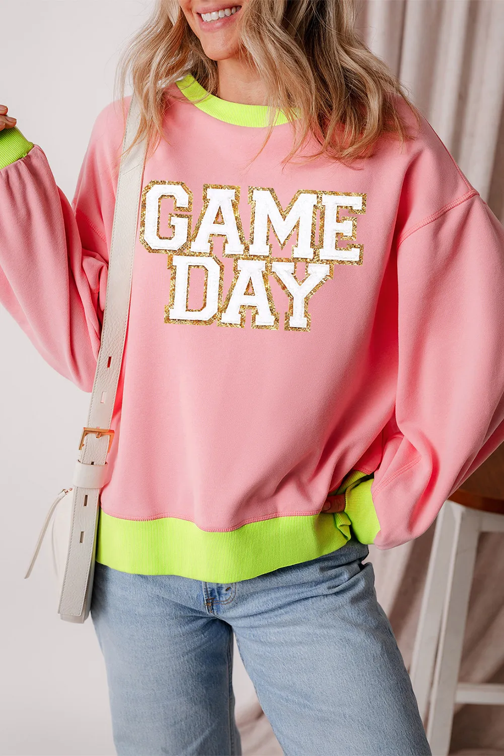 Ana | Long sleeve crew neck sweatshirt with letter graphic - Image 2