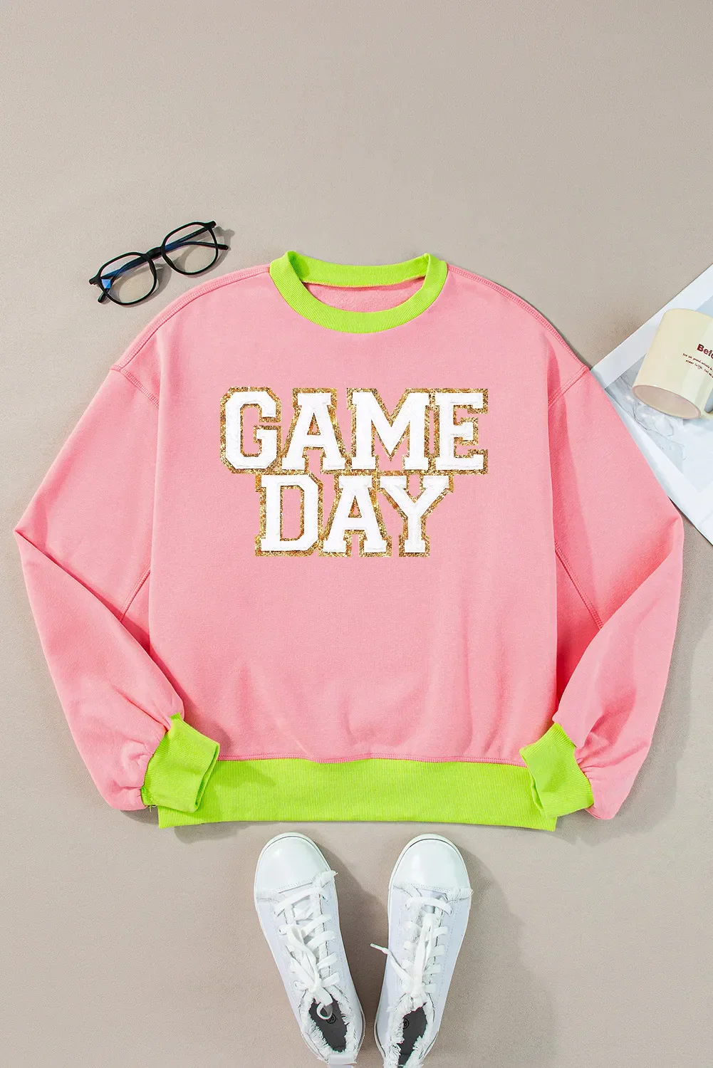 Ana | Long sleeve crew neck sweatshirt with letter graphic - Image 4