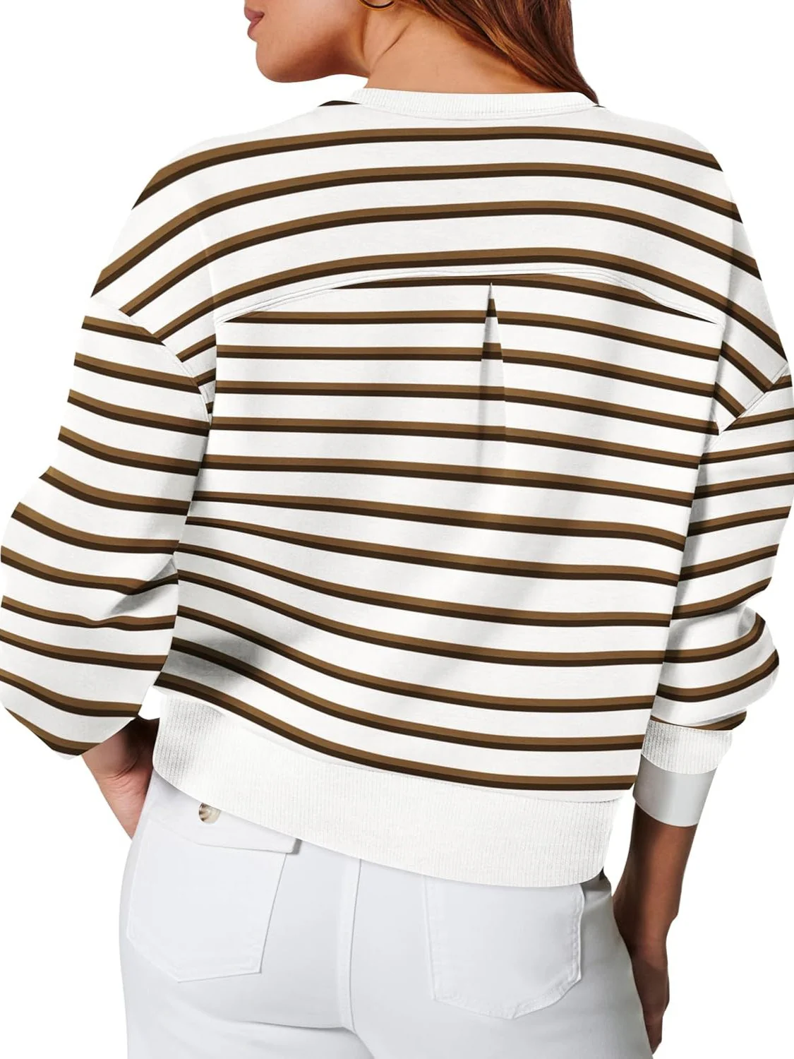 Andrea | Lovelet striped long sleeve crew neck sweatshirt - Image 2