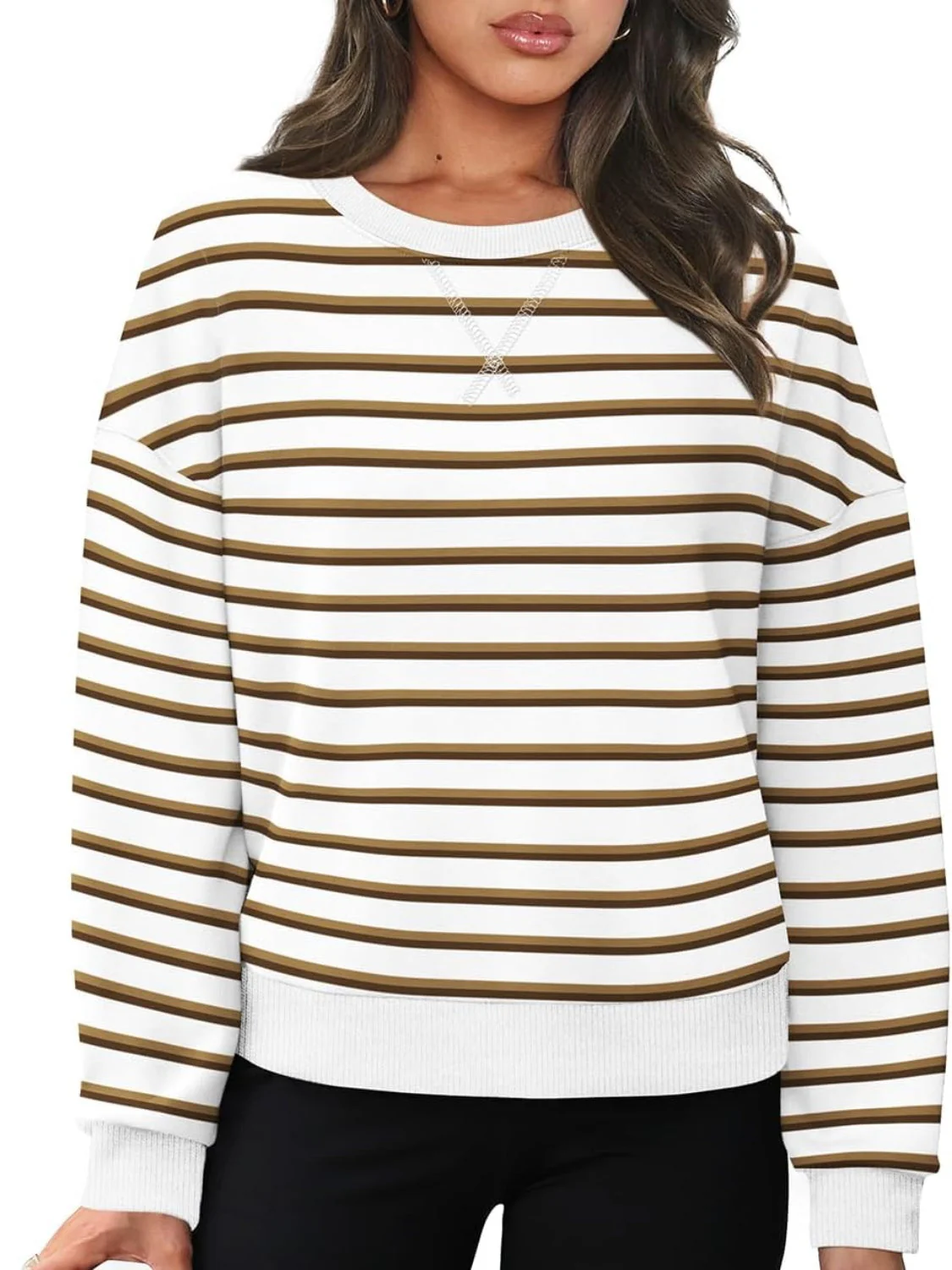 Andrea | Lovelet striped long sleeve crew neck sweatshirt - Image 4