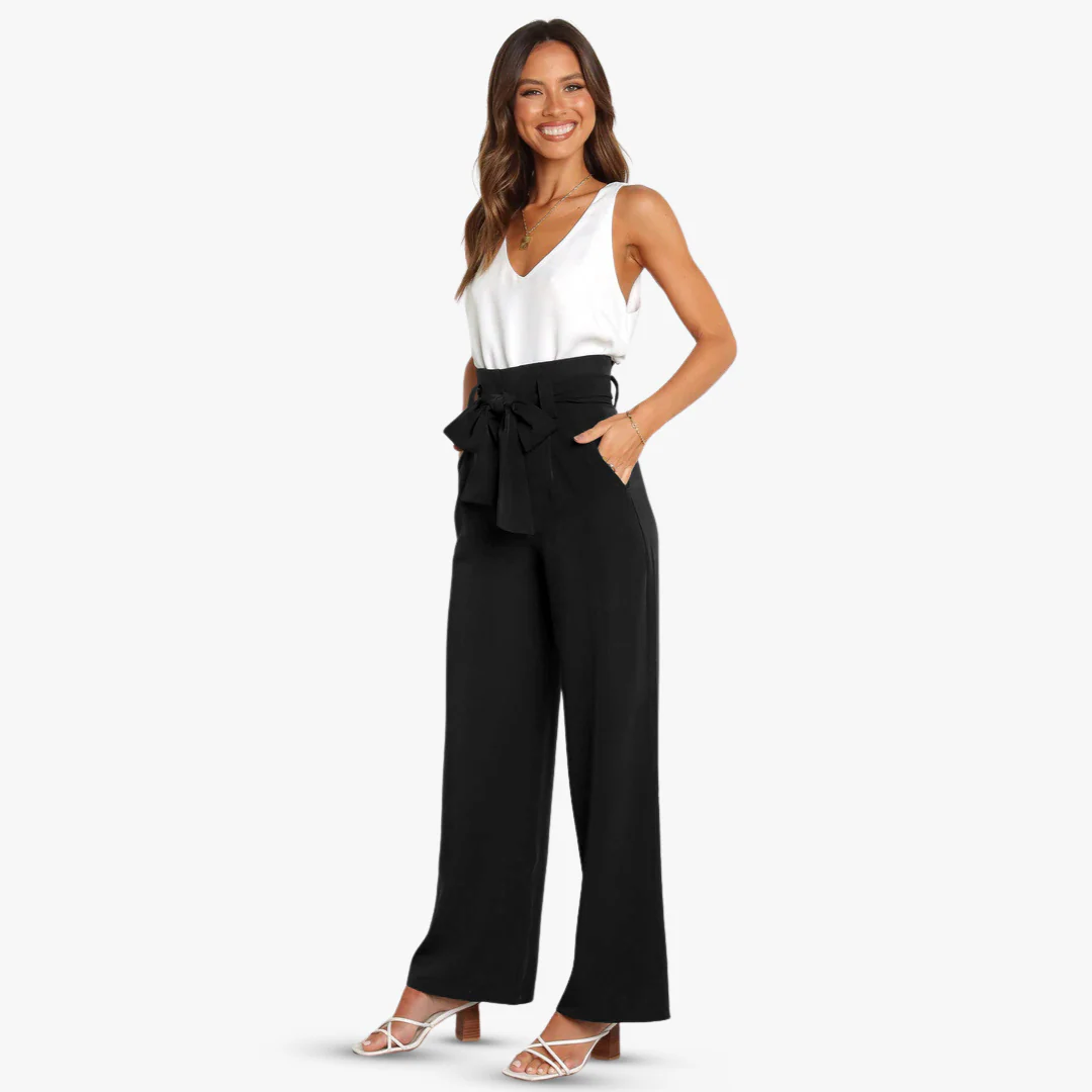 Andrea® | Wide women's trousers with tie belt - Image 7
