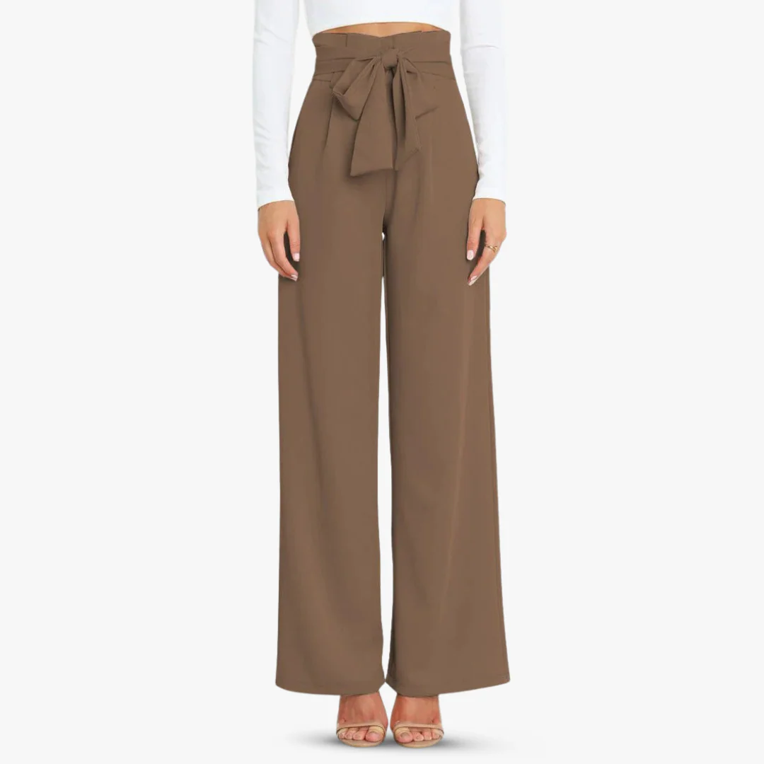 Andrea® | Wide women's trousers with tie belt - Image 9