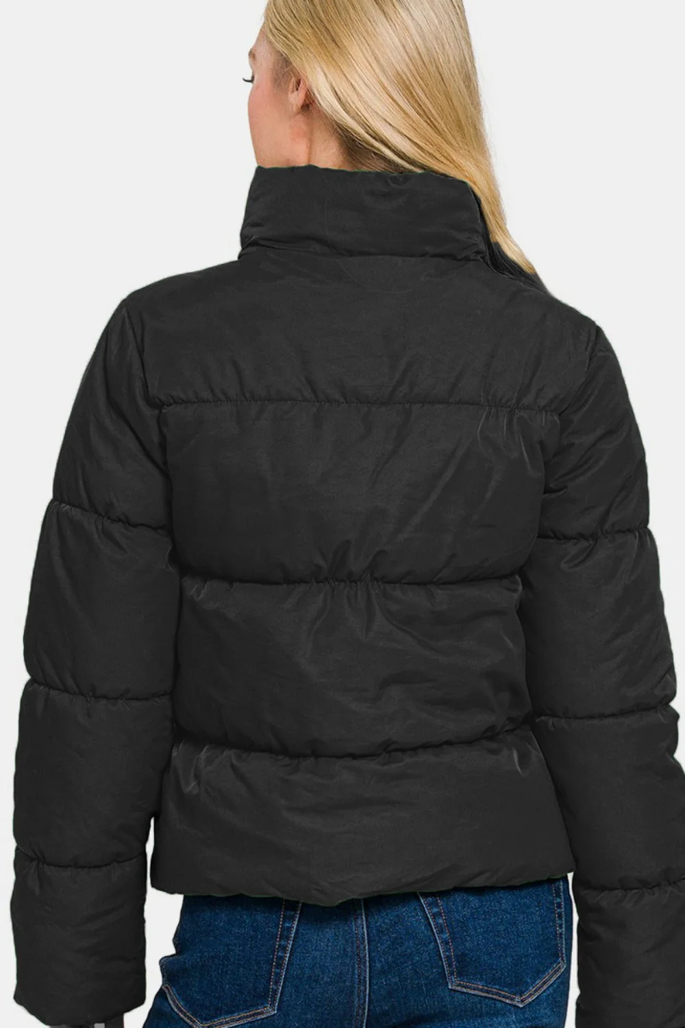 Andrea | Zenana turtleneck puffer jacket with zip and pockets - Image 2