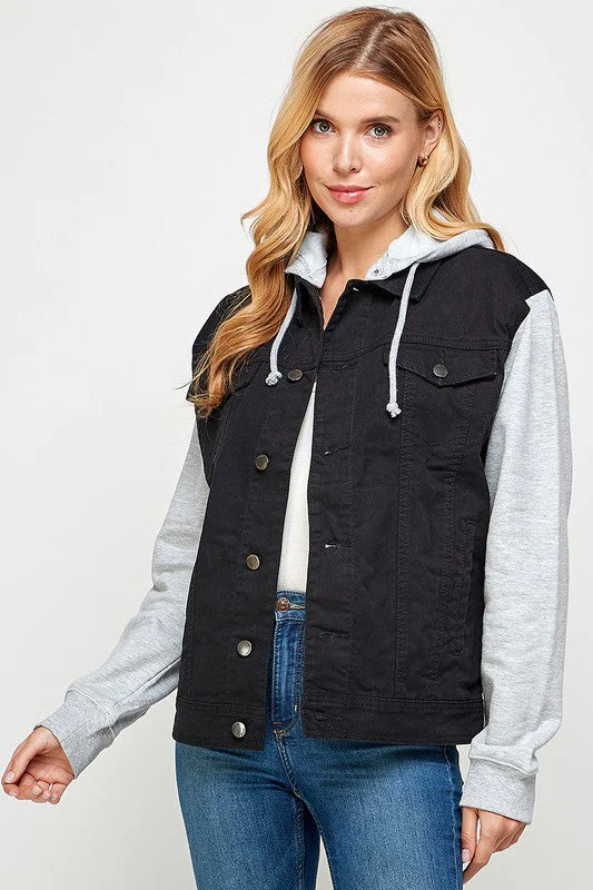Aneta | Women's denim jacket with fleece hoodies - Image 10