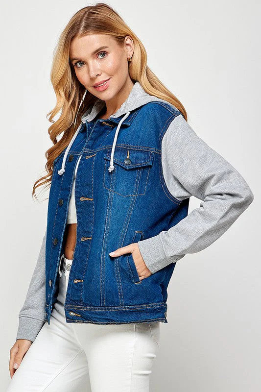 Aneta | Women's denim jacket with fleece hoodies - Image 16