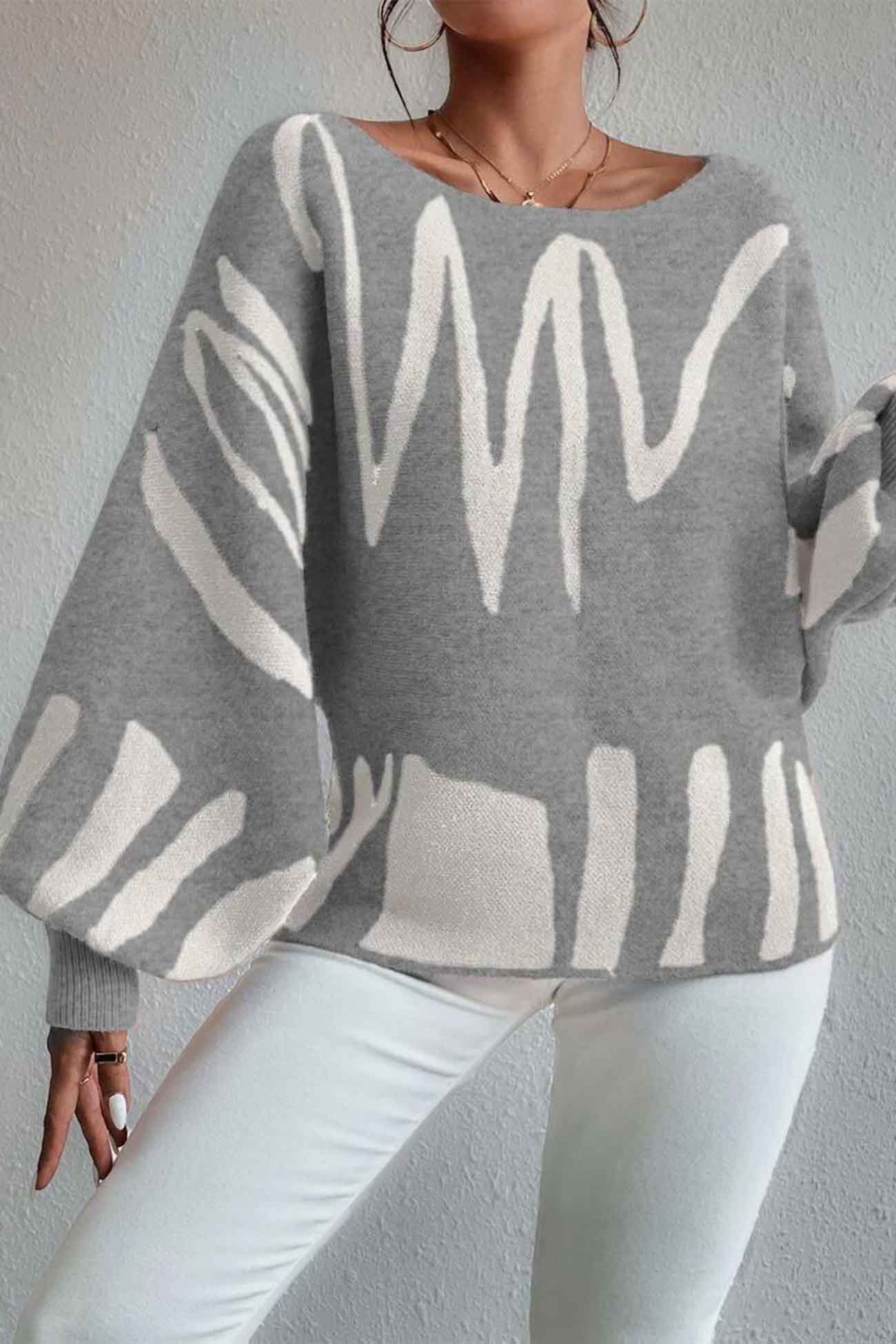 Anika | Knitted sweater with geometric lantern sleeves - Image 19