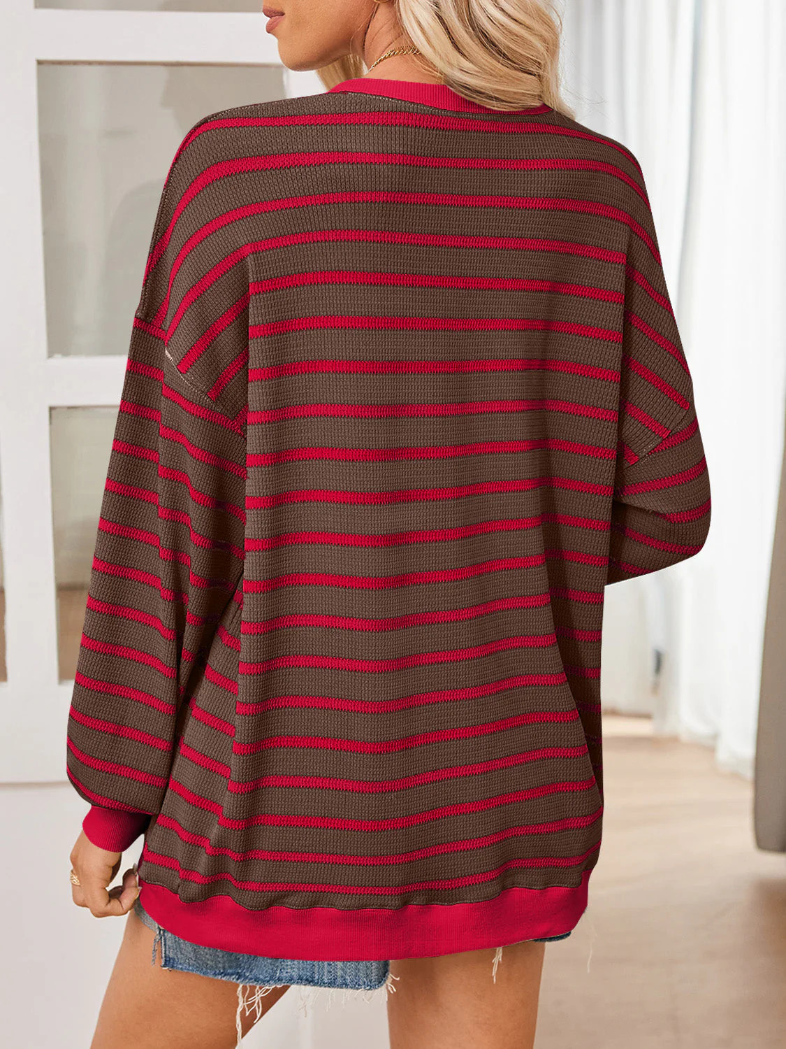 Anita | Lovelet striped contrast long sleeve sweatshirt - Image 8