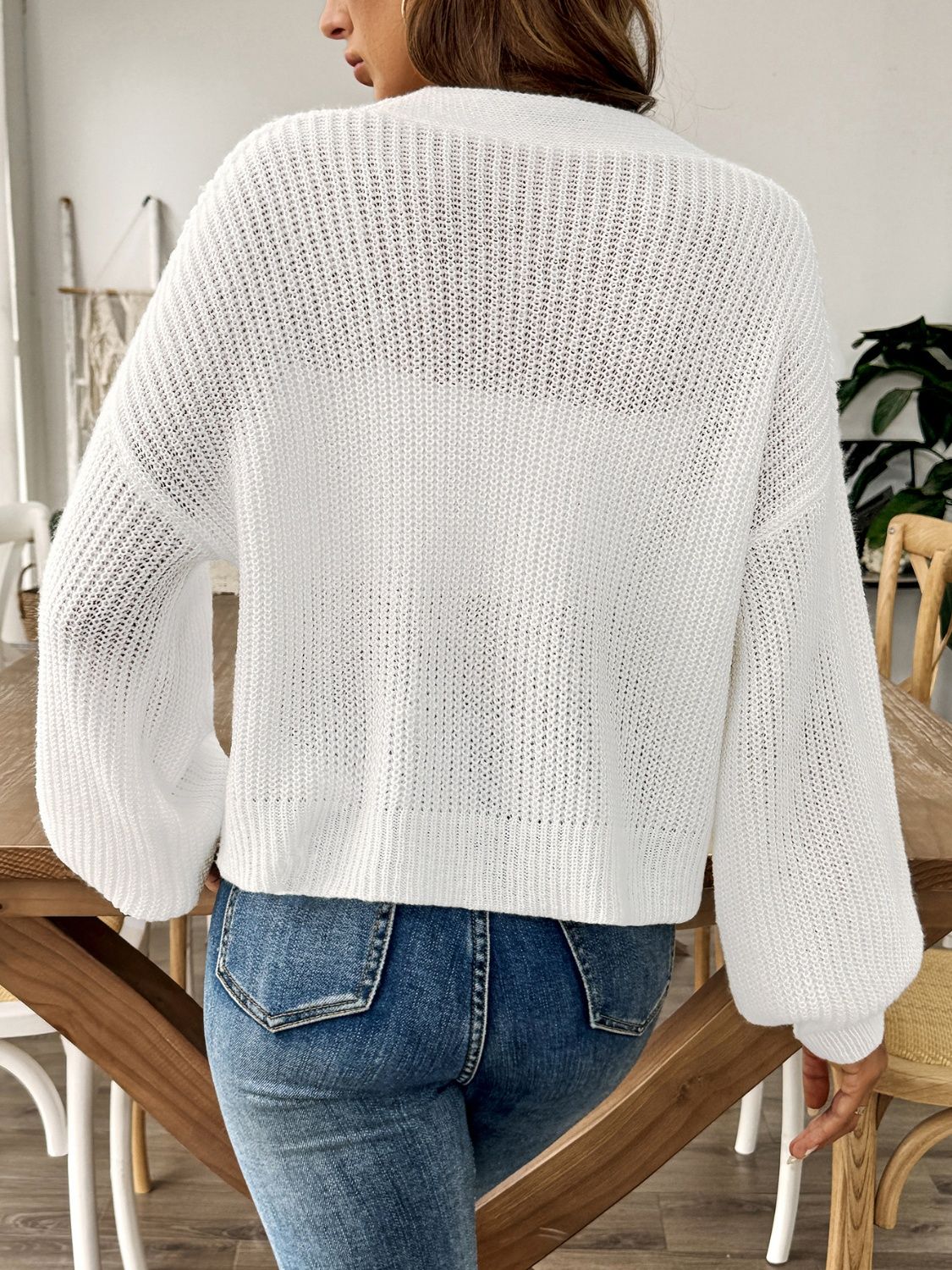 Annelies | Long sleeve cardigan with V-neck and buttons - Image 2