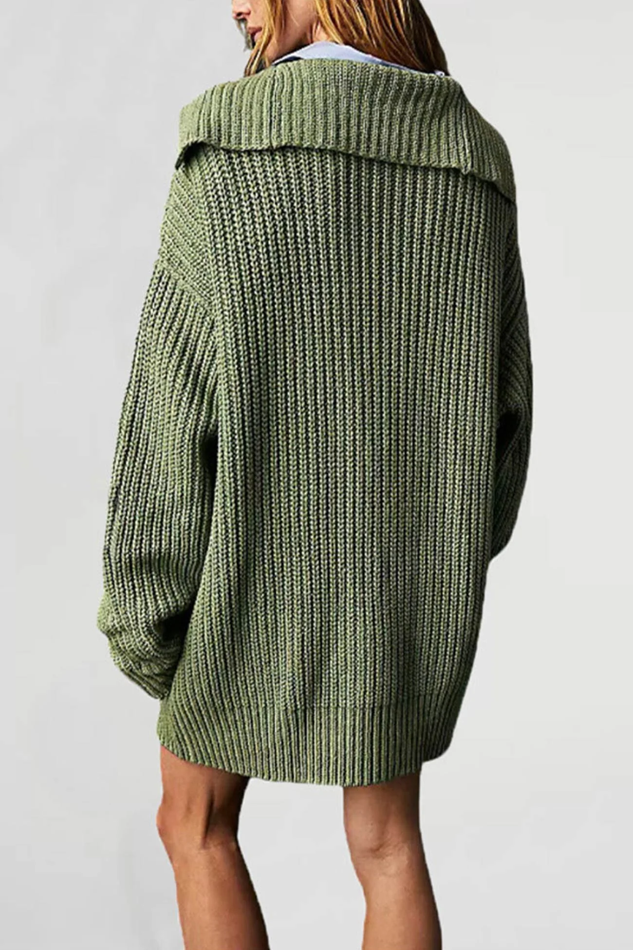 Annelies | Mid-length cardigan with lapels and a single buckle - Image 8
