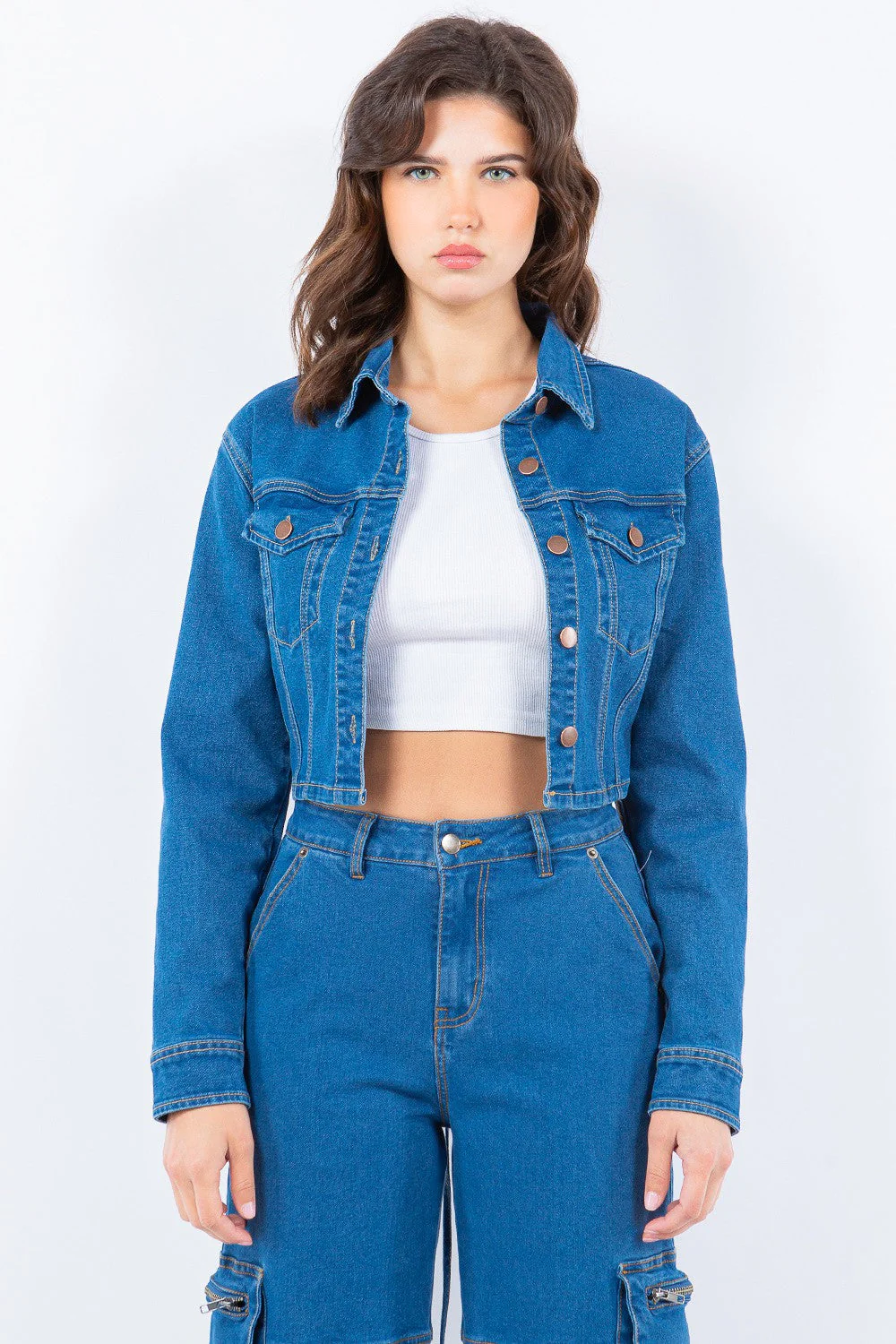 Anneliese | Short denim jacket from American Bazi with lacing at the back