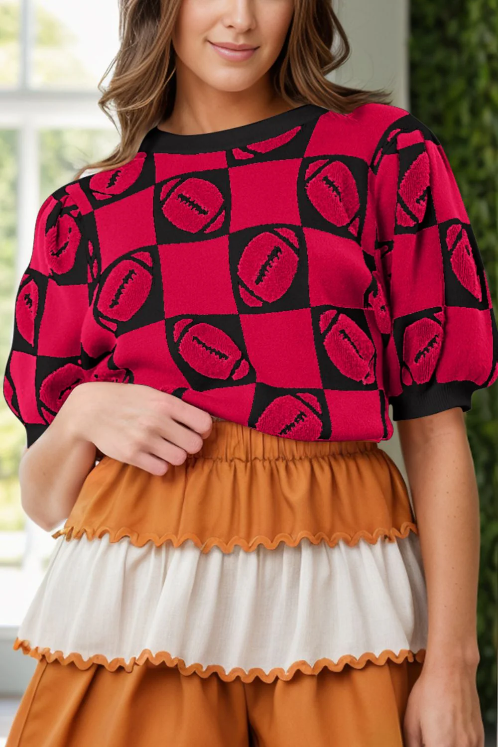 Annika | Football sweater with a crew neck and short sleeves - Image 7