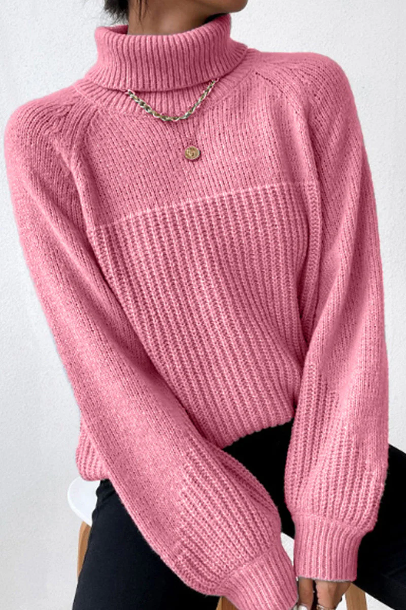 Antonella | Casual solid patchwork turtleneck tops - Image 5