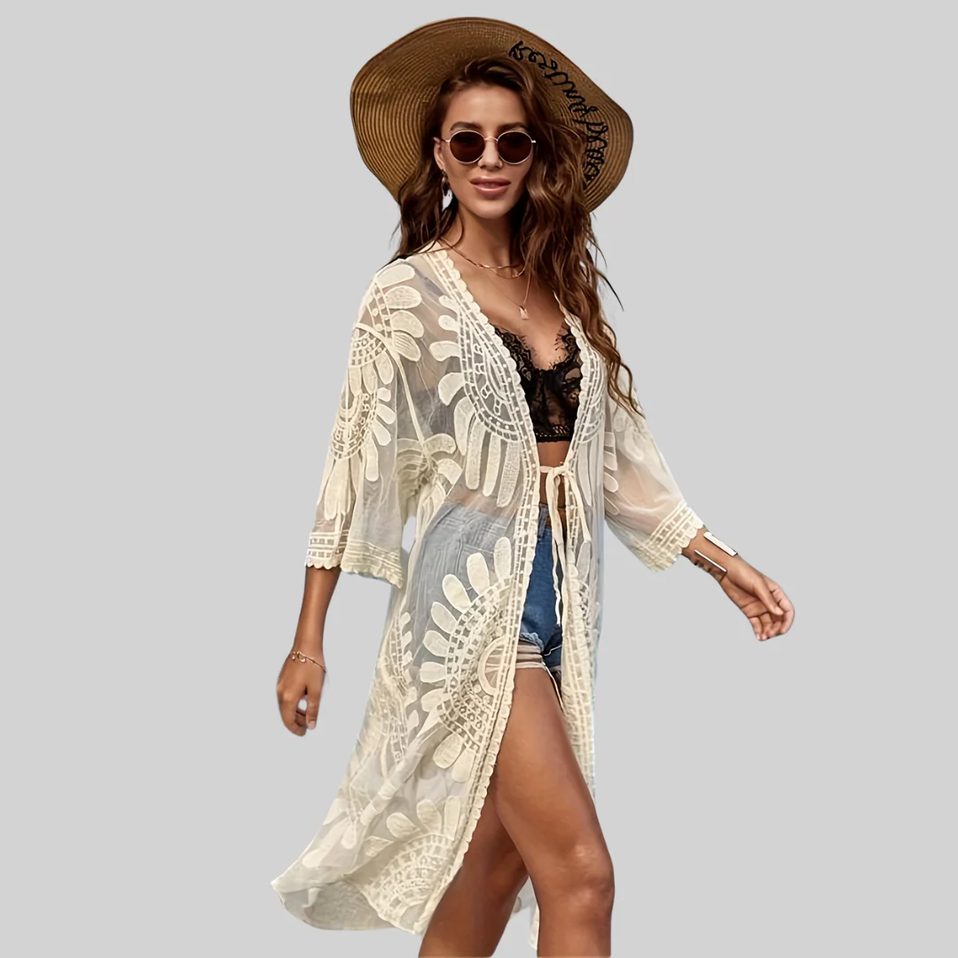 Antonella® | Mesh Wrap Boho V-Neck Embroidered - Image 4