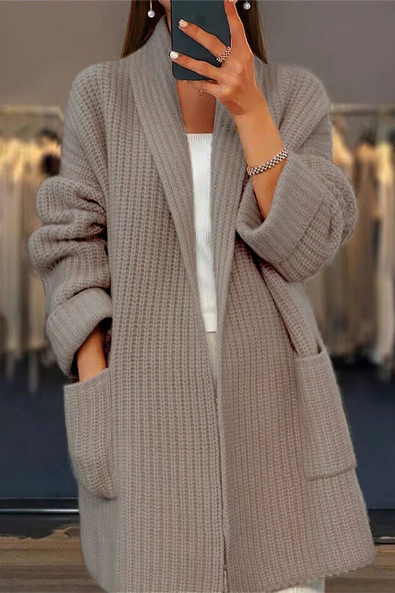Antonia | Casual, simple outerwear with solid pocket fabric and cardigan collar - Image 2