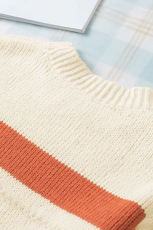 Araceli | Striped color block knit sweater with dropped shoulder - Image 10
