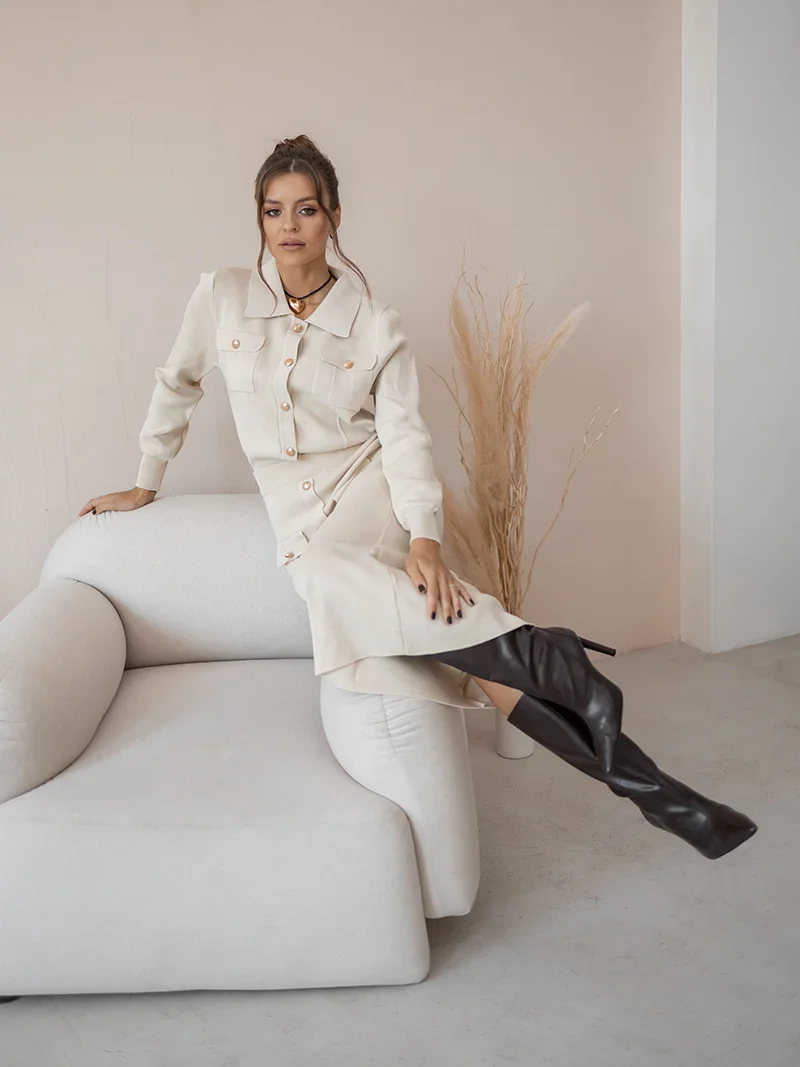 Aranza | Elegant knitted blazer skirt - Image 3