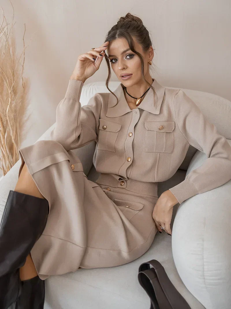 Aranza | Elegant knitted blazer skirt - Image 6